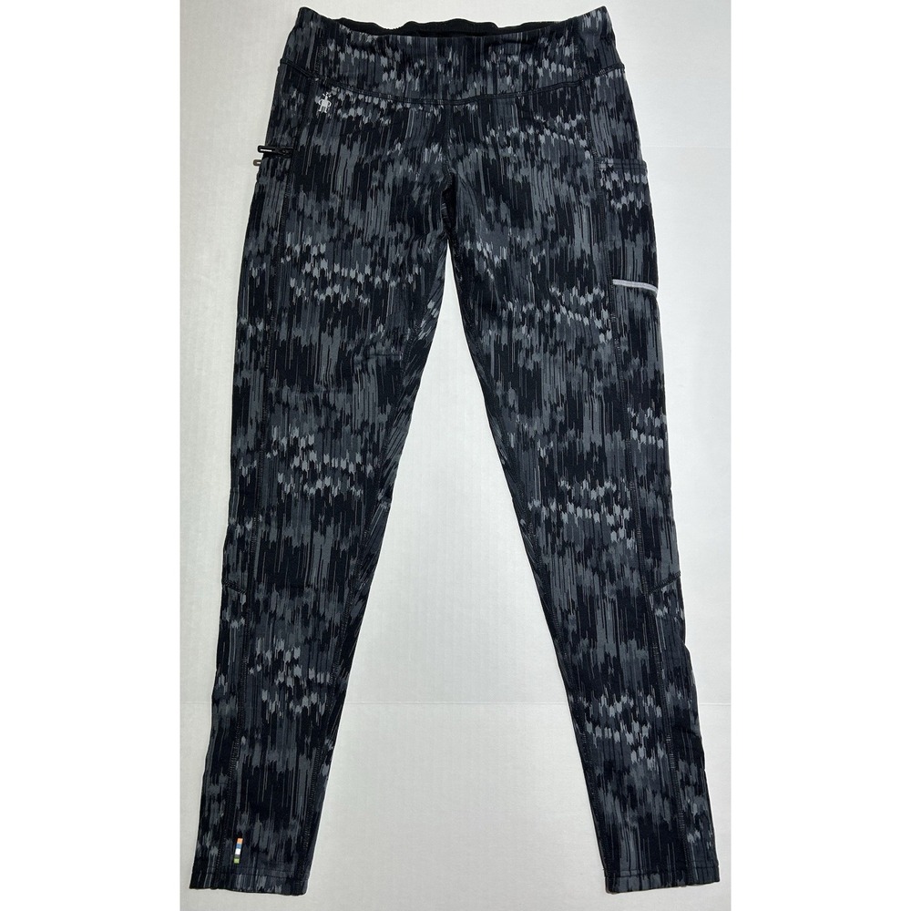 SmartWool Leggings Womens Small Gray Black Abstract Wool Blend Mom Activewear